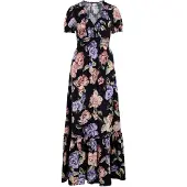Apricot Maxikleid Damen Viskose blau gemustert, 40 841648-0001-00400