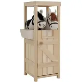 Relaxdays Hobby Horse Stall für 2 Pferde Weiß,Hellbraun