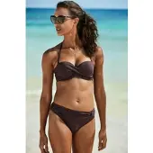 s.Oliver Bügel-Bandeau-Bikini-Top "Rome", Damen, Gr. 34, Cup D, braun, Polyamid, unifarben, Bikini-Oberteile Bügel-Bandeau-Bikini-Top, in Wickeloptik