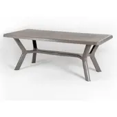 Idea New Garden Srl Rechteckiger Außentisch 200x95 cm aus Polypropylen mit gekreuzten Beinen, metallverstärkte Struktur und Öffnung für Sonnenschirm - SAMUEL - Beige
