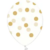 Party Deco Balloons 30cm, Dots, Crystal Clear (1 pkt / 6 pc.)