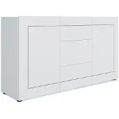 Itamoby Sideboard mit 2 Türen und 3 Schubladen, 150 x 40 x 83,5 cm, Elios, Hochglanzweiß