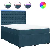 vidaXL Boxspringbett mit Matratze Blau 140x190 cm Samt
