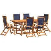 vidaXL 7-tlg. Garten-Essgruppe Massivholz Akazie und Textilene