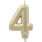Papstar Zahlenkerze mit Halter 7 cm gold "4" 12 Stück
