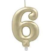 Papstar Zahlenkerze mit Halter 7 cm gold "6" 12 Stück