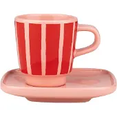 Marimekko - Oiva Piccolo Espressotasse mit Untertasse, salmon red / orange red