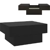 En.casa Ausziehbarer Couchtisch 'Lens' mit Stauraum 80 x 60 x 36 cm Schwarz