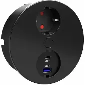 Doeco elektrische Steckdose mit USB-C und USB-A, Schuko Anschluss in schwarz-matt