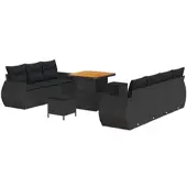 vidaXL Gartensofa-set 10 stk. 7-Sitzanzahl Schwarz Poly-Rattan