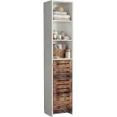 VCM Holz-Badezimmerschrank - Hochschrank mit einer Drehtür, Maße ca. H. 164 x B. 34 x T. 28 cm, robustes Badmöbel für mehr Stauraum, Kommode Flonali