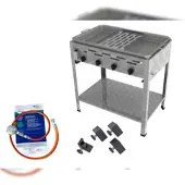 ChattenGlut Gasbräter 4-flammig 18kW Standgerät Stahlpfanne mit Reibekuchen Auflage mit DGUV
