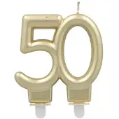 Papstar Jubiläumskerzen mit Halter 7 cm gold "50" 12 Stück