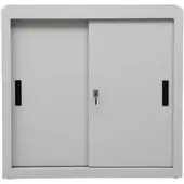Proregal Schiebetürenschrank Ant | 2 Ordernhöhen | HxBxT 75x80x45 cm | Grau