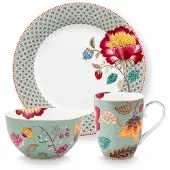 Pip studio Blooming Tales Fantasy Blue Frühstücksset Set3