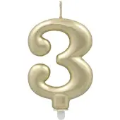 Papstar Zahlenkerze mit Halter 7 cm gold "3" 12 Stück