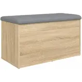 DELUKE Sitzbank JONA Mit Stauraum Sonoma-Eiche 82x42x45cm Aufbewahrungsbank Flurbank Garderobenbank
