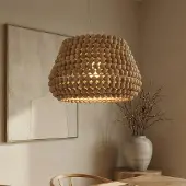 LUCANDE Hängelampe Melori , dimmbar, Holz hell, für Wohn- / Esszimmer, Holz, Skandinavisch, Pendelleuchte