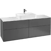 Villeroy & Boch Finion Waschtischunterschrank, 4 Auszüge, Waschbecken mittig, 1600x603x501mm, Glass Black Matt, F44200GN