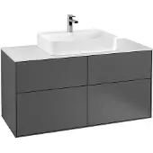 Villeroy & Boch Finion Waschtischunterschrank, 4 Auszüge, 1200x603x501mm, Glass White Matt, F38100HG
