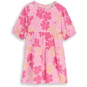 Tom Tailor Mädchen Mini-Kleid mit Volant, weiß, Geblümt, Gr. 116/122
