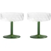 &Klevering - Coupe Twirl Champagnerglas, dunkelgrün (2er-Set)