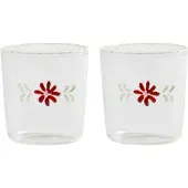 &Klevering - Flora Trinkglas 300 ml, rot (2er-Set)