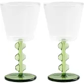 &k amsterdam &klevering - Petal Weinglas, 0,2 L, grün (2er-Set)