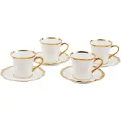 Pols Potten Kaffeebecher Golden Finds White (Set von 4)