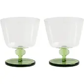 &k amsterdam &klevering - Petal Trinkglas 200 ml, grün (2er-Set)