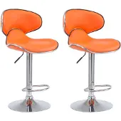 CLP 2er Set Barhocker Las Vegas V2 Kunstleder mit Fußstütze orange Gestell Farbe chrom