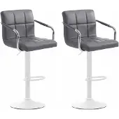 CLP 2er Set Barhocker Lucy V2 höhenverstellbar und drehbar grau Gestell Farbe weiß