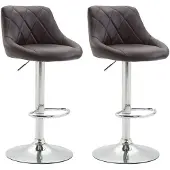 CLP 2er Set Barhocker Lazio Kunstleder höhenverstellbar und 360 Grad drehbar | Farbe braun