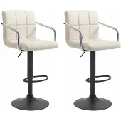 CLP 2er Set Barhocker Lucy V2 höhenverstellbar und drehbar creme Gestell Farbe schwarz