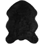 vidaXL Kunstschaffell Teppich Tafalla Schwarz 80 x 120 cm Polyester