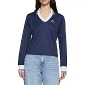 FILA Lawe Longsleeve Polo Black Iris Größe: S | Longsleeves Outlet | Damen | Schwarz
