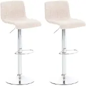 CLP 2er Set Barhocker Hover Stoff höhenverstellbar und drehbar creme Gestell Farbe chrom