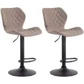 CLP 2er Set Barhocker Cork Stoff drehbar mit Höhenverstellung taupe Gestell Farbe schwarz