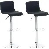 CLP 2er Set Barhocker Hover Stoff höhenverstellbar und drehbar schwarz Gestell Farbe chrom