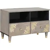 vidaXL TV-Schränk mit Schubladen Grau 70 x 33 x 46 cm Massivholz Mango