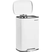 Famanu Abfalleimer 50 Liter - Soft-Close Mechanismus - Edelstahl - Cremeweiß
