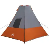 vidaXL Tipi Zelt 6 Personen Wasserdicht Grau und Orange Taft