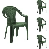 Mojawo 4x Stapelstuhl Gartenstuhl Outdoorstuhl Kunststoff Rattan-Optik Grün