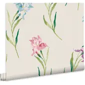 Laura Ashley Vliestapete "Hawling Irises Soft Natural" geblümt glatt 10mx52cm (ca. 5m2)