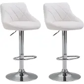 CLP 2er Set Barhocker Lazio Kunstleder höhenverstellbar und 360 Grad drehbar | Farbe weiß