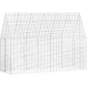 vidaXL Hasenkäfig Silber 300 x 100 x 210 cm Verzinkter Stahl