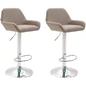 CLP 2er Set Barhocker Braga Stoff drehbar und höhenverstellbar taupe Gestell Farbe chrom