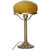 Licht-Erlebnisse Exklusive Tischleuchte Pilzlampe Messing Fuß bronziert Orange Glas E27 bis 60W Tischlampe im Banker-Stil Pilzleuchte Jugendstil Pils Tischlampe