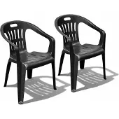 Mojawo 2 Stapelstuhl Bistrostuhl Gartenstuhl Wetterfest Anthrazit Kunststoff
