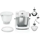 Bosch Küchenmaschine "Serie 6 MUMS6EW18, für schwere und große Teigmengen, made in EU" 2 XL-Schüsseln (Edelstahl, Kunststoff), Patisserie-Set, weiß